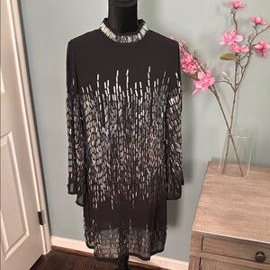 NWT Black Dress With Silver Sequin Detail